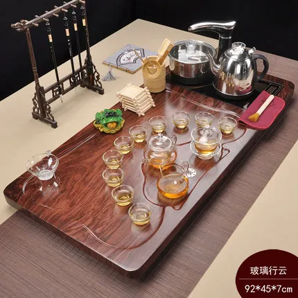 

Purple Sand KungFu Tea Set Tea Ceremony Home Simple Solid Wood Tea Tray Ceramic Teapot Gaiwan Teacup Induction cooker Tea Table