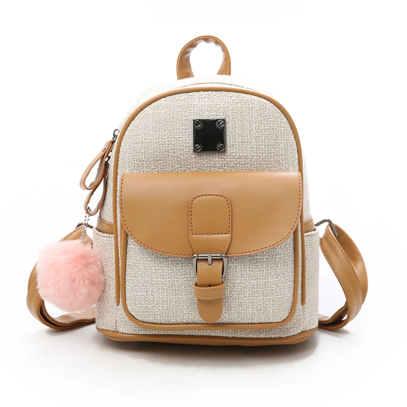 

HJKL 2019 Fashion Women Mini Backpack Cute Hairball Backpacks for Teenager Girls Hit Colour Korean style Small Backpack