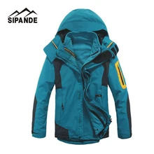 Мужская зимняя ветровка, походные куртки, водонепроницаемая верхняя одежда, спортивная, с капюшоном, для кемпинга, походов, 2 в 1, теплые пальто