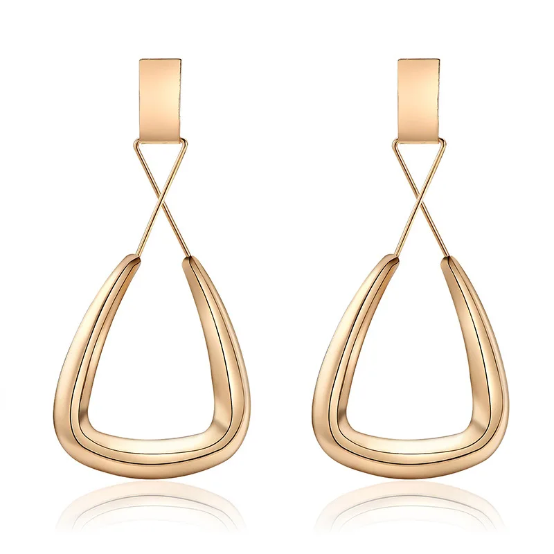 

Trendy geometric earrings for women gold/silver color design line art folding earring party jewelry gift Boucle D'oreille Femme