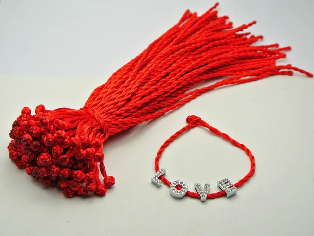 50 Braided Lucky Red String Rope Cord Bracelet 21cm for Charm - AliExpress