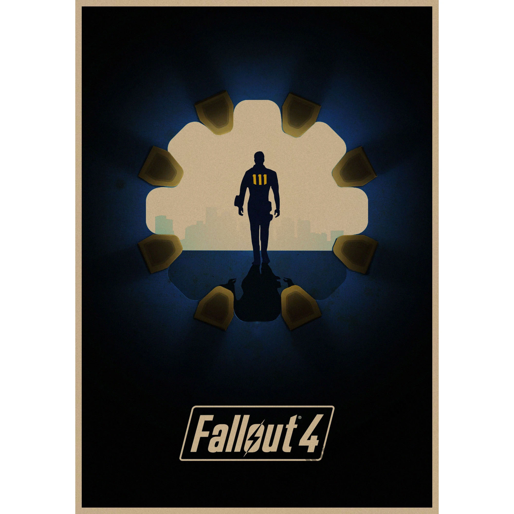 Fallout серия игра Ретро плакат ретро крафт-бумага кафе домашний декор живопись Наклейка на стену - Цвет: Серый