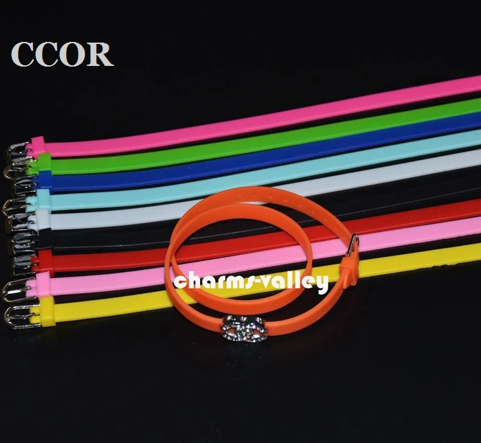 

8MM*425mm Slicone Double Wristband Bracelets (50 pieces/lot) DIY Accessory Fit Slide Letters, Slide Charms, Beads,SWD006