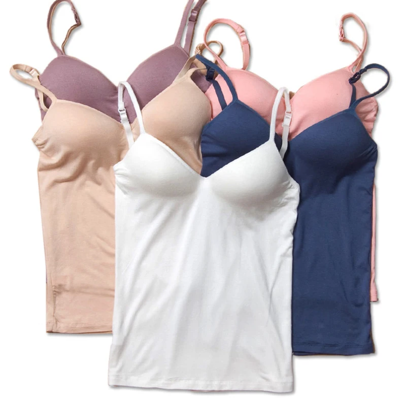 Summer Womens Modal Padded Bra Seamless Bras Tank Top Sexy Tanks Tops