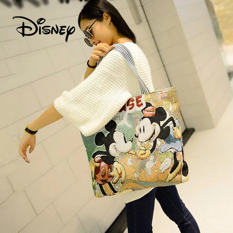 Formación sátira Sostener Disney Bolso de Mickey Mouse de felpa para mujer, bolsa de un hombro, a la  moda, con dibujos animados, bolso de mano plegable|Bolsos bandolera| -  AliExpress