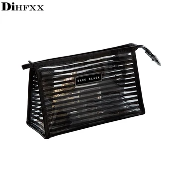 

Travel Women Beauty Transparent Cosmetic Bag Travel Striped Makeup Organizer Toiletry Bag Portable Waterproof Make Up Bags