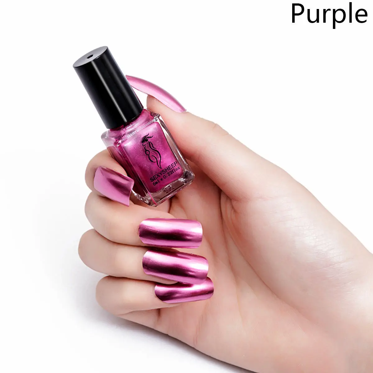 1/2 шт зеркальный эффект лак для ногтей металлик Фиолетовый Розовый Золотой Серебряный Хром лак для ногтей маникюрный лак набор - Цвет: purple
