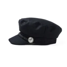 Трендовые зимние шапки для женщин во французском стиле, шерстяная шапка Baker's Boy, Женская классная бейсболка черный с козырьком, шапка Gorras Casquette