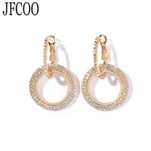 Корейское издание креативные хрустальные серьги круглые золотые серебряные цветная серьга Свадебная вечеринка для женщин элегантные ювелирные изделия дропшиппинг