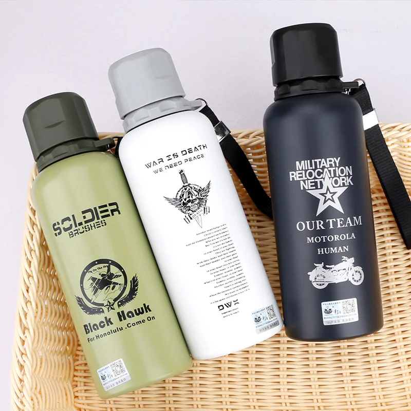 

450ML outdoor Portable Army Fans Camouflage Stainless steel thermal water bottle four design Hiking Driving Camping water bottle