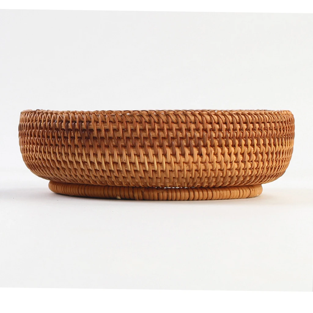 MagiDeal Natural Wood Woven Decoration Storage Basket Fruits Vegetables food Gathering Garden Home Organization 18x4.5cm