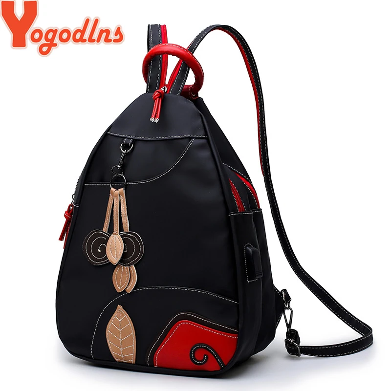 NEW Retro Leaves Student Style Women Backpack Multifunction Girls Nylon Waterproof Backpack School Bag