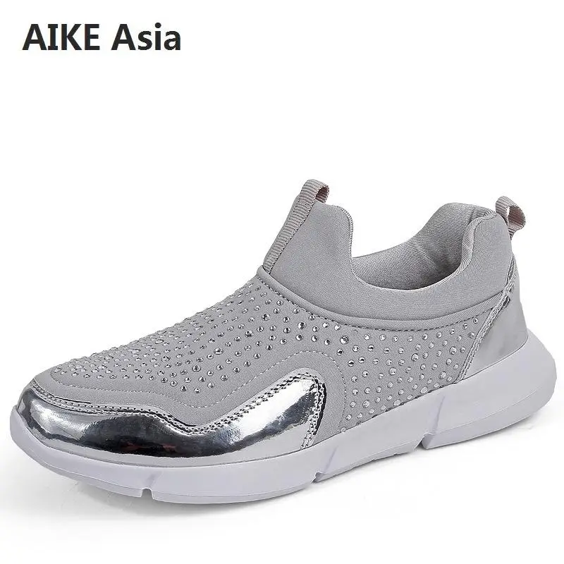 

Fashion Women Sneakers Breathable Mesh Women Casual Shoes Flat Shoes Women Vulcanize shoes gold Silver Women Shoes size 36-42