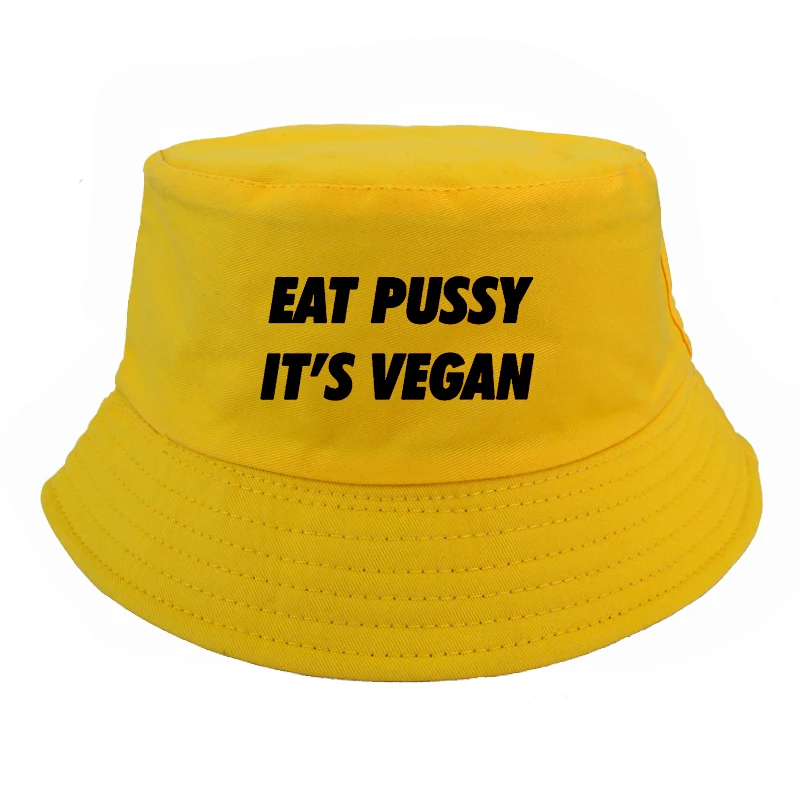 Харадзюку для мужчин и женщин eat pussy it vegan bucket hat, модные летние Панамы в стиле унисекс, шляпа в рыбацком стиле, Панама, женская панама