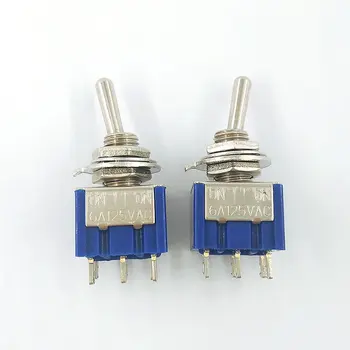 

5pcs/lot Mini Toggle Switch DPDT 6A 125V AC / 3A 250V AC Miniature Lever Switch 6 Pin ON/ON 13.2*12.7mm