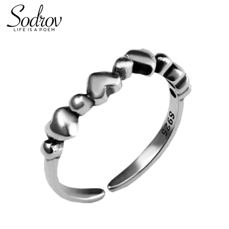 

SODROV High quality 925 sterling silver cuffs ladies simple style love opening ring brand high jewelry HR001