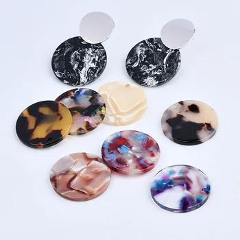 

Wholesale 40pcs/Lot 24mm Round Colorful Acrylic Acid acetic Plastic Charms Fashion Earring Accessories material Ornament Pendant