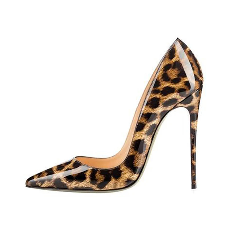 Туфли на высоком каблуке женские пикантные туфли-лодочки с леопардовым принтом и острым носком на шпильке вечерние Дизайнерские Туфли на каблуке 10, 12 см, большие размеры 11, 12 - Цвет: 12cm
