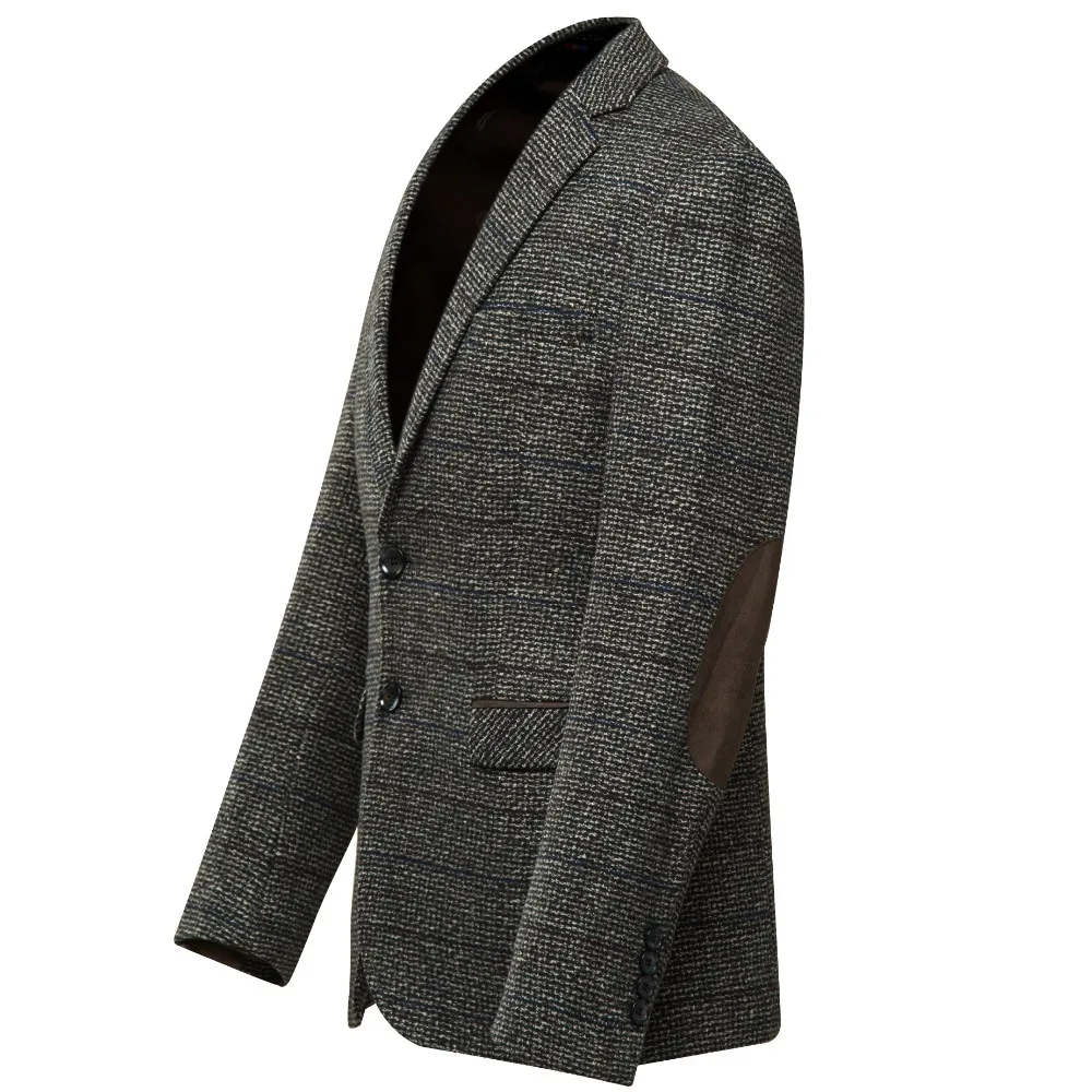 Uomini-di-Lana-Blazer-Giacca-Con-Il-Gomito-Patch-di-Plaid-Tweed-Giacche-dell-abito-Slim