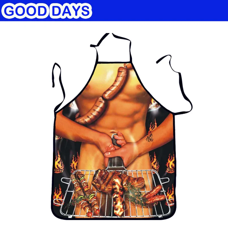 

BBQ Male Grilled Sausages Avental Funny Cooking Apron Joke Dinner Kitchen Woman Men Funny Bar Party Apron Wedding Apron