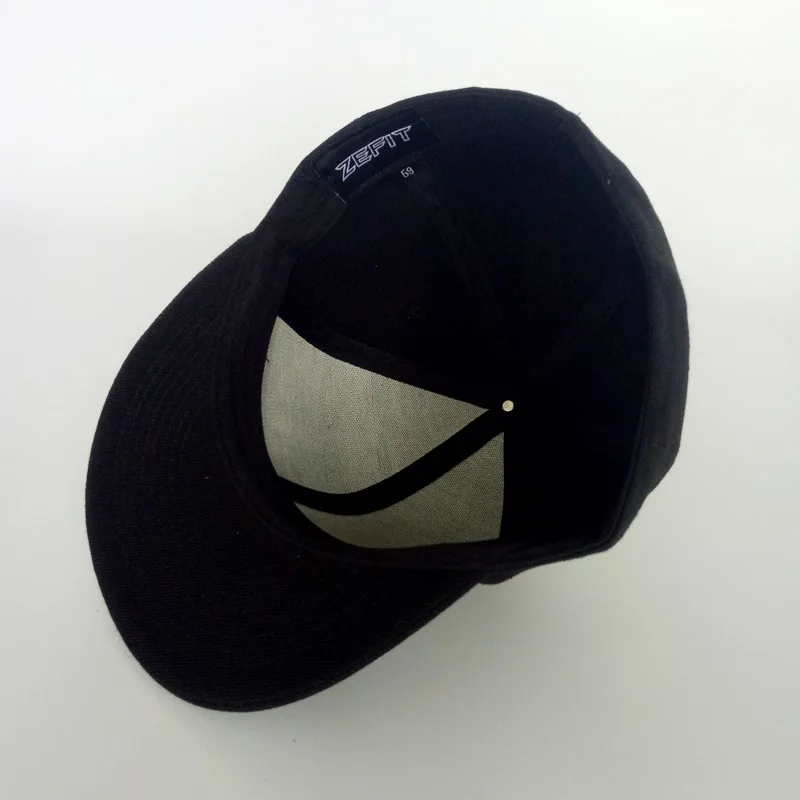 Zefit приталенная бейсболка с плоским козырьком кепки акриловые Полное Закрытие Мода 3D вышивка черные шапки