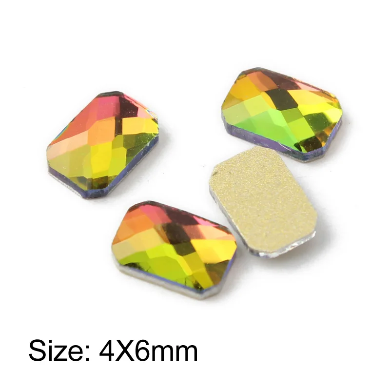 Горячая Распродажа, 3D Стразы для дизайна ногтей, радужные необычные стеклянные хрустальные камни для рукоделия, художественное оформление ногтей - Цвет: Re-octagonal-m 4X6