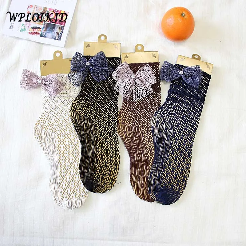

[WPLOIKJD]Luxurious Transparent Pearl Bow Tie Elegant Socks Women Breathable Heap Heap Socks Calcetines Mujer