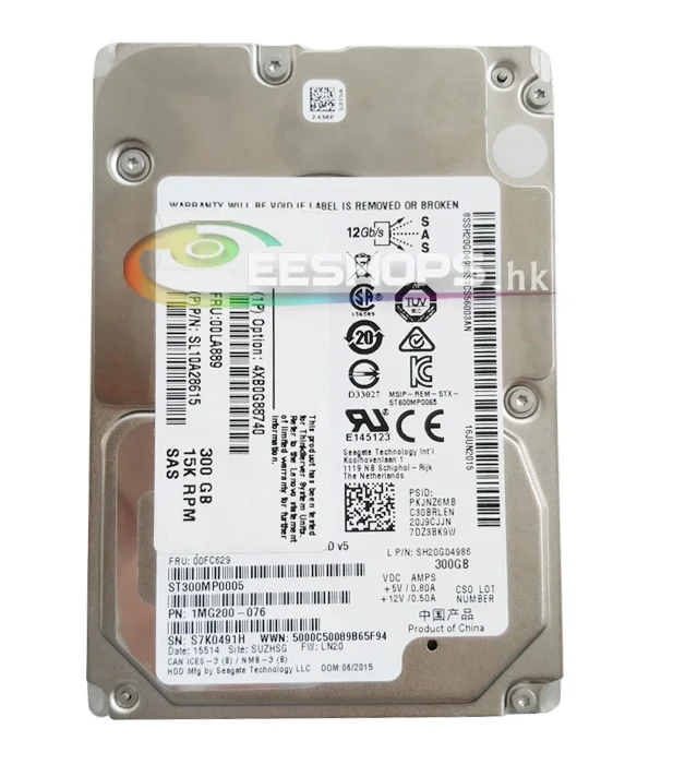 New for Lenovo ThinkServer Server 2 5 SAS 300GB HDD ST300MP0005 1MG200 076 15K RPM SAS