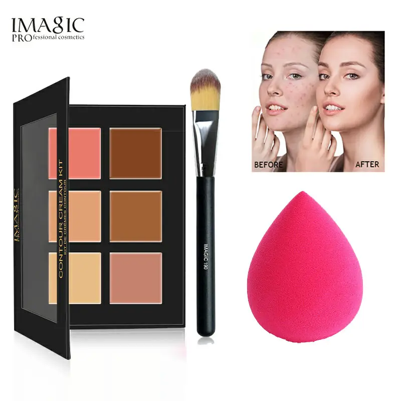 

IMAGIC 6 Colors Contour Palette Concealer Makeup Party Contour Palette with Make-up Brushes Puff Maquiagem Face Cream Palette