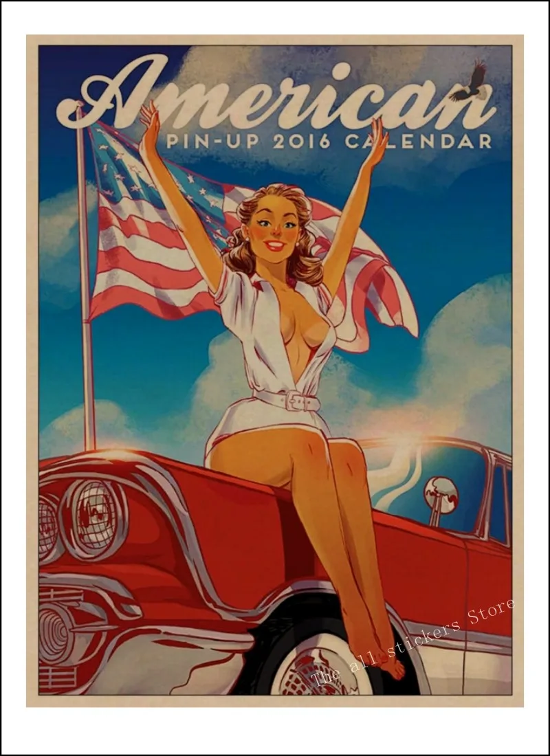 World War II Pinup Girls Retro Kraft Paper Poster - Sexy Girl Decorative Painting for Military Bar, Cafe, Home Room Decor - 809 image 2