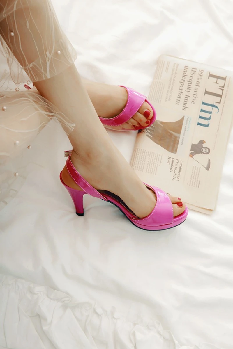 BLXQPYT/Новые босоножки больших и маленьких размеров 32-45 модные летние женские модельные туфли на платформе милые туфли на высоком каблуке 8 см женские c9-98