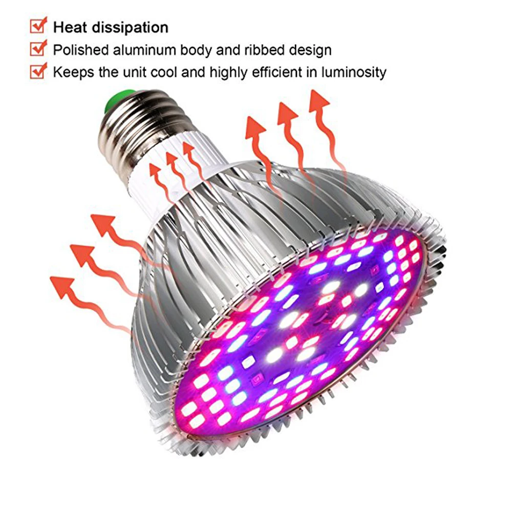 Полный спектр светодио дный светать AC85-265V E27 50 Вт светодио дный Заводские лампы для гидропоники овощи цветущих растений