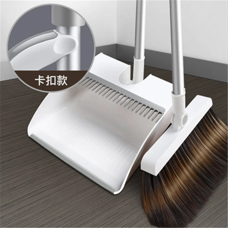 Thicken Windproof Non-Slip Magnetic Broom Dustpan Suit Creative Combination Floor Hair Sweeping Handle Household Cleaning Tools