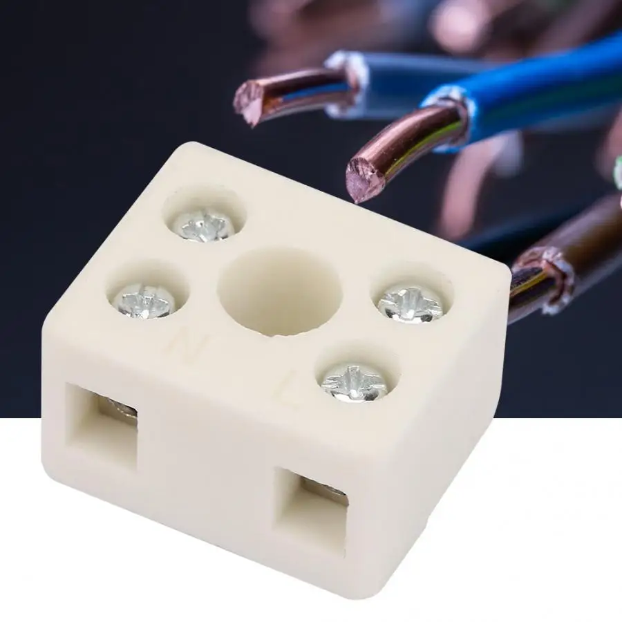 

5 Pcs 2 Postion 5 Hole 2W5H Ceramic Wiring Terminal Block high frequency porcelain Dual Row Wire Connector