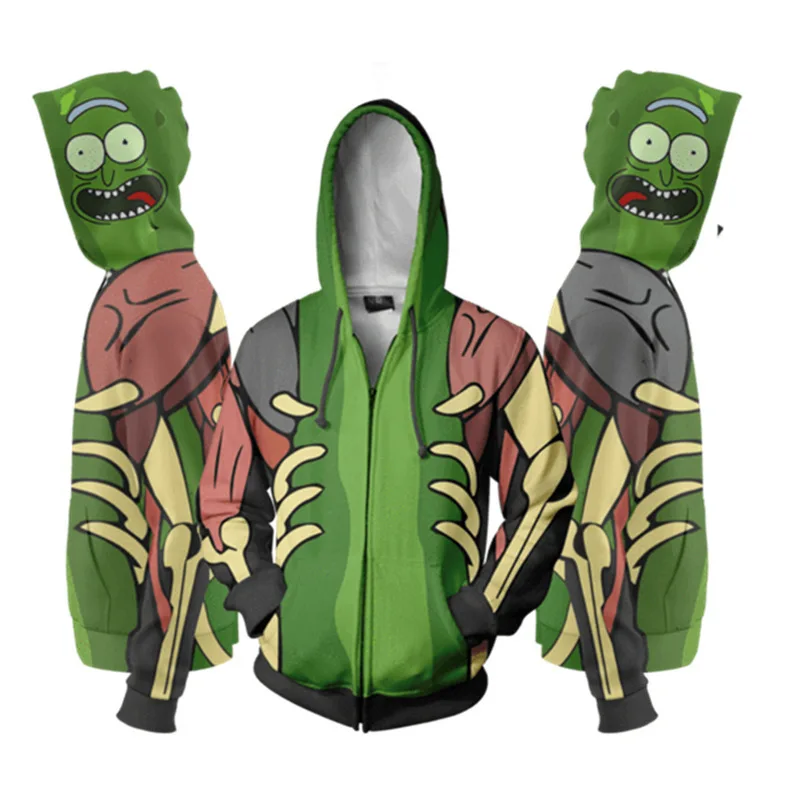 

One Piece Hoodie Men Rick And Morty Clothes Hoodies Sweatshirts Mens 3D Print Funny Cool Zipper Jacket Long Sleeve Hooded Tops