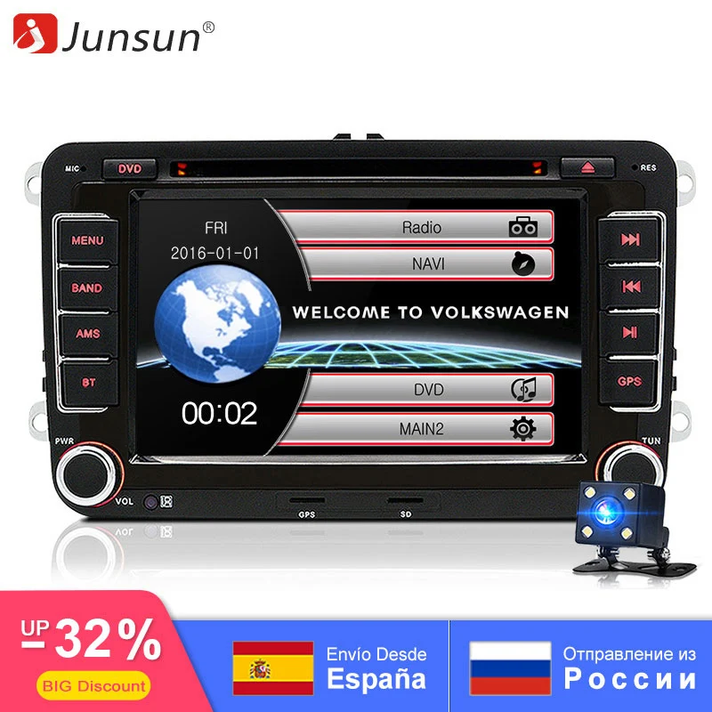 

Junsun 7'' 2 din Car DVD Radio Player GPS Navigation for VW Golf/6/Golf/5/Passat/b7/cc/b6/SEAT/Skoda Bluetooth FM Stereo Player