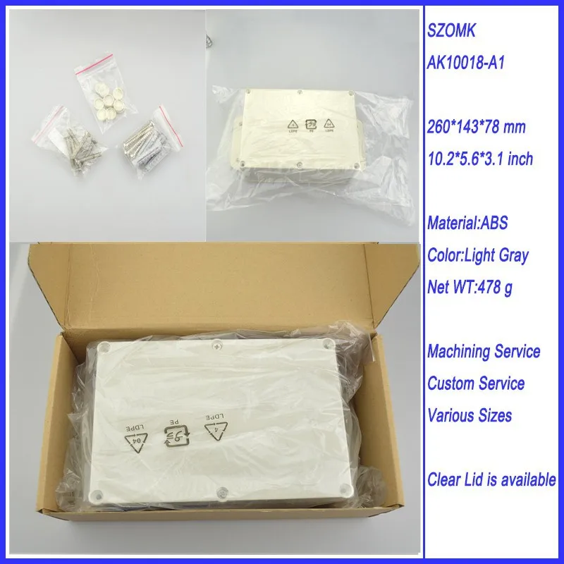 

2015 new arrival and easy use 260*143*78mm waterproof ip 68 custom plastic enclosure electronic project box