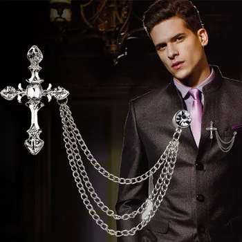 

24 Pcs/Lot Brooch Pave Crystal Rhinestone Chain Tassel Pin Broches Collar Cross Badge Brooches Bulk Wholesale