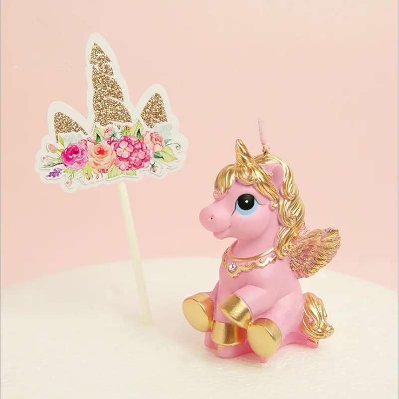 1 Box Unicornio Candle Birthday Party Decorations Kids Unicorn Cake Topper Baby Shower Decorations Unicorn Party Favor Gift-S