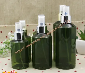 

100ml/150ml/200ml olive green PET bottle with gold/silver aluminum sprayer.mist PET bottle. travel refillable perfume containe