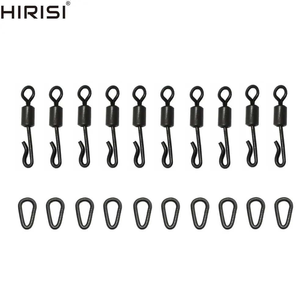 

50+50pcs Carp Fishing Link Quick Change Swivel Snaps Size 8 and Tear Drop Link Loops for Carp Fishing Rigs