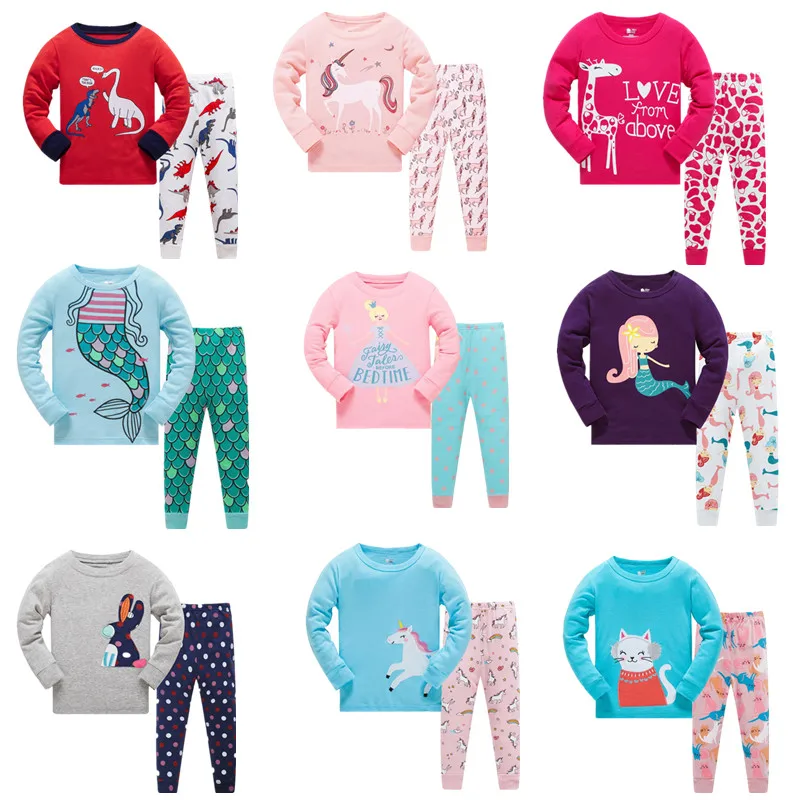 Kids Pajamas Sets Cotton Boys Sleepwear Suit Girls Pajamas Long Sleeve Tops+Pants 2pcs Children Clothing