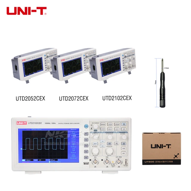 Best Price UNI-T UTD2102CEX UTD2072CEX UTD2052CEX Digital Storage Oscilloscope 2CH 100MHz Bandwidth 800x480 7 Inch TFT 1GS/s 25kpts USB OTG