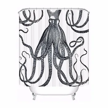 

Custom Octopus Bathroom Acceptable Shower Curtain Polyester Fabric Bathroom Curtain #180320-01-165