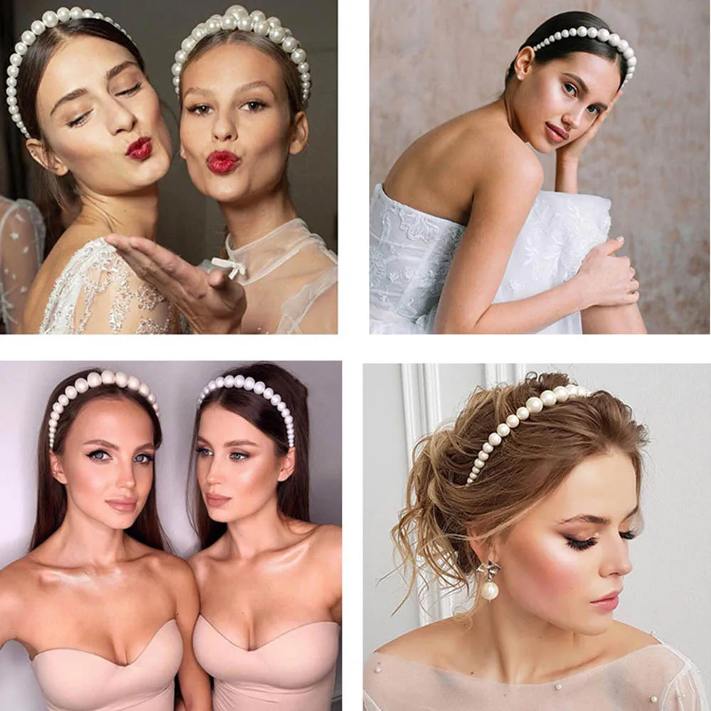 1PC Unique Hair Accessories Pearl Headband for Women Elegant Headband Wild Personality Fashion Pearl Girls Hair Headwear