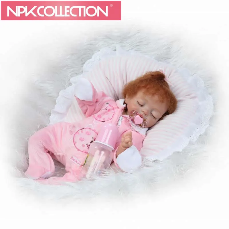 Gebogene Mohair Ethnische Bonecas 43 cm Weichem Silikon Reborn Puppen Echte schlafen Baby mit Freie Kissen DIY Puppen Spielzeug Geburtstagsgeschenke D75