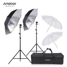 Andoer câmera dupla speedlight flash sapato montagem giratória kit guarda-chuva macio