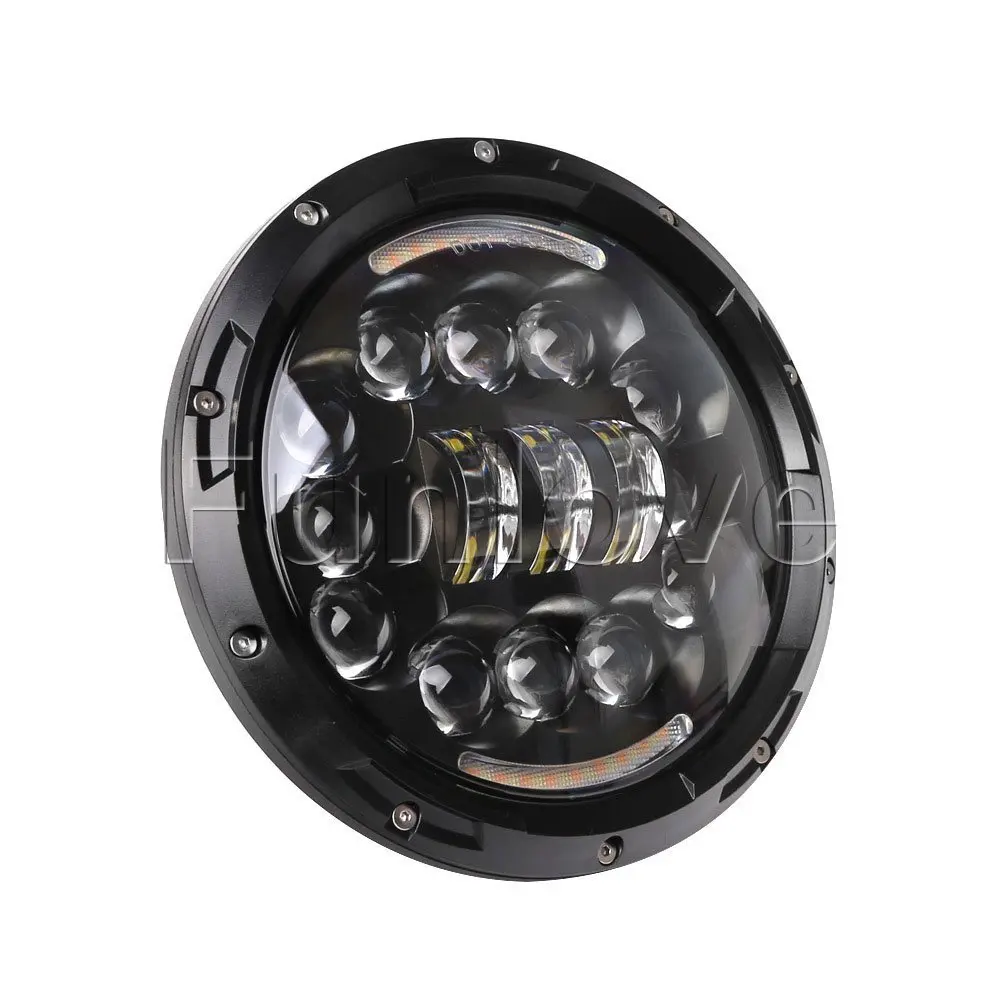 7 Inch Motorcycle LED Headlight Angle Eyes with Turn Signal Halo DRL for Harley-Davidson Daymaker Jeep Wrangler  (6)