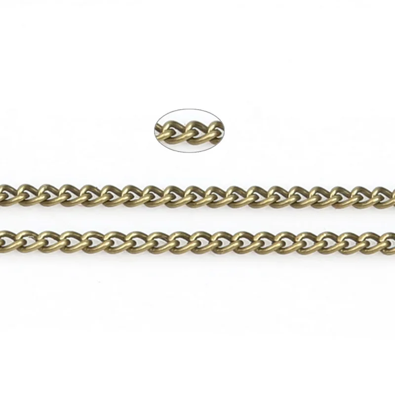 3*2 мм, 10 м/лот, посеребренный кабель, открытая цепочка, фурнитура для ожерелья, браслетов, ювелирных изделий - Цвет: Bronze