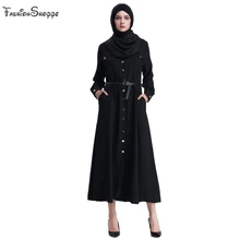 Мусульманский абайя мусульманский кафтан джилбаб халаты платья для женщин для пуговицы Украшенные турецкий костюмы карман дизайн D924